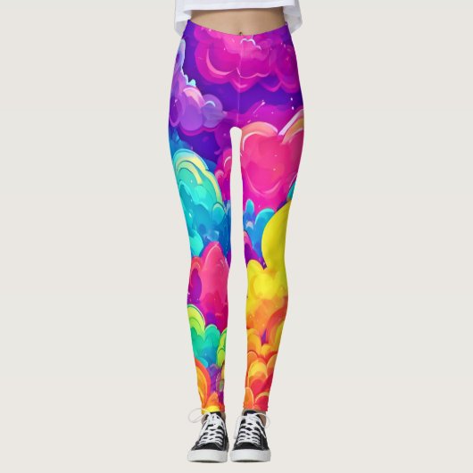 Kleurrijke Cloudscape Art Leggings (Voorkant)
