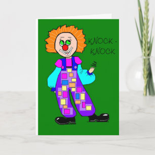 Kleurrijke Clown Knock-Knock Verjaardag Kaart
