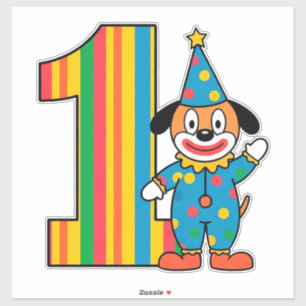 Kleurrijke Clown Met Regenboog Nummer Sticker