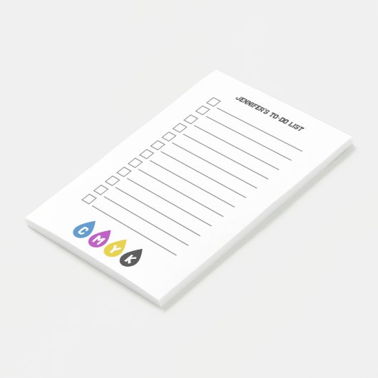 Kleurrijke CMYK Ink Drops To-Do lijst Post-it® Notes (Schuin)