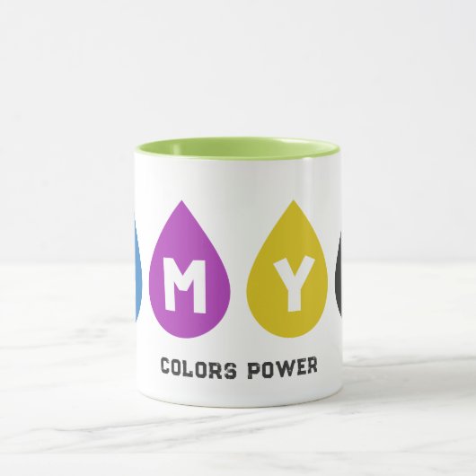 Kleurrijke CMYK Inktdruppels Mok (Midden)