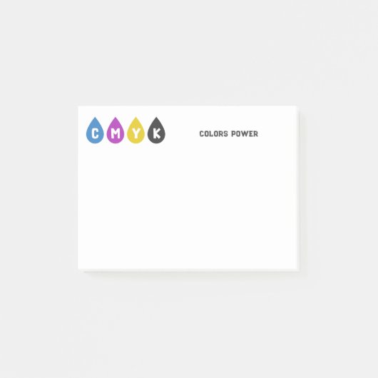 Kleurrijke CMYK-inktdruppels Post-it® Notes (Voorkant)