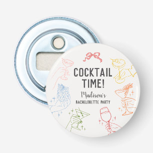 Kleurrijke Cocktail Party Retro Bachelorette Party Button Flesopener
