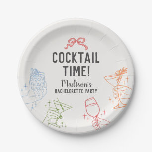 Kleurrijke Cocktail Party Retro Bachelorette Party Papieren Bordje