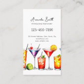 Kleurrijke Cocktails Professionele Bartender Busin Visitekaartje (Achterkant)