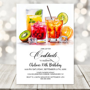 Kleurrijke Cocktails Verjaardagsfeest Kaart