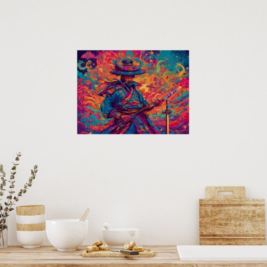 Kleurrijke code: Samurai Poster (Keuken)