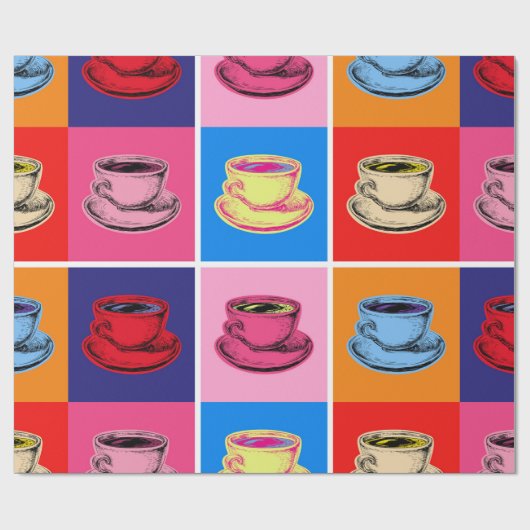 Kleurrijke Coffee Cup Mokken Cadeaupapier (Vlak)