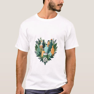 Kleurrijke Collage van Recyclebare Items Vormende T-shirt