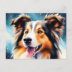 Kleurrijke Collie Dog Waterverf Briefkaart
