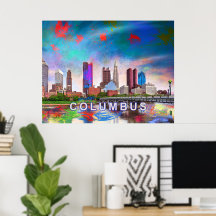 Kleurrijke Columbus Ohio Skyline Abstracte kunst