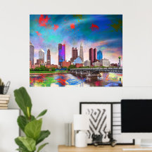 Kleurrijke Columbus Ohio Skyline Abstracte kunst