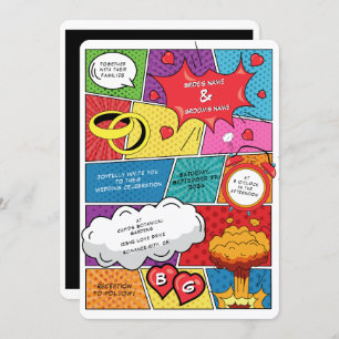 Kleurrijke Comic Book Pop Art Bruiloft Kaart