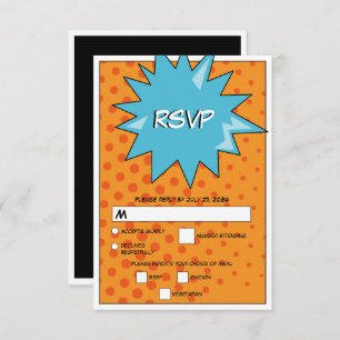 Kleurrijke Comic Book Pop Art Bruiloft RSVP Kaartje