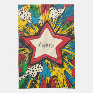 Kleurrijke Comic Pop Art Starburst Explosion Theedoek