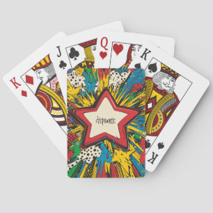 Kleurrijke Comic Pop Art Steruitbarsting Pokerkaarten
