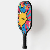 Kleurrijke Comic Style Blauw Rood Geel Monogram Pickleball Paddle (Links)