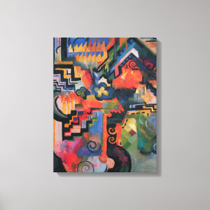 Kleurrijke compositie door August Macke, Vintage K Canvas Afdruk