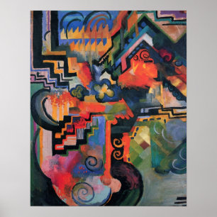 Kleurrijke compositie door August Macke, Vintage K Poster