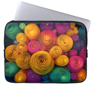 Kleurrijke concentrische cirkels abstracte textuur laptop sleeve