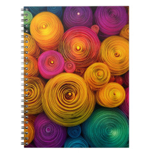 Kleurrijke concentrische cirkels abstracte textuur notitieboek