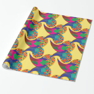 Kleurrijke confetti abstracte Paisley Rainbow-drup Cadeaupapier