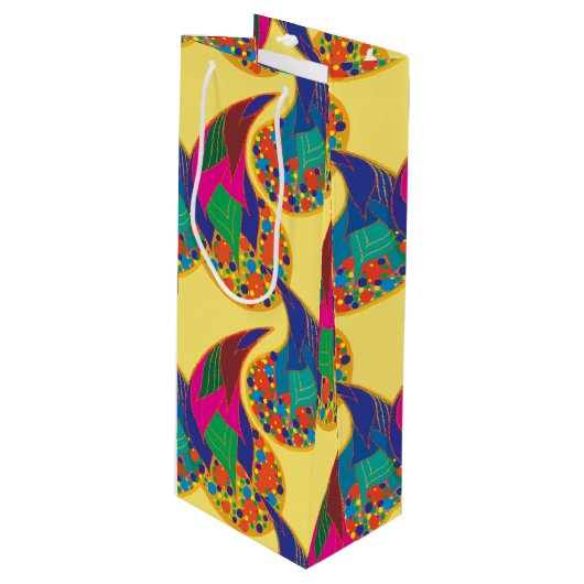 Kleurrijke confetti abstracte Paisley Rainbow-drup Wijn Cadeautas (Voorkant Gekanteld)