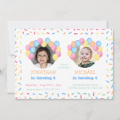 Kleurrijke Confetti Balloon Photo Joint Verjaardag Kaart (Voorkant)