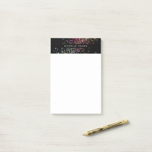 Kleurrijke Confetti Bokeh op Black Modern II Post-it® Notes (Op bureau)