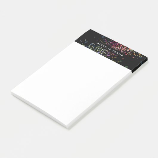 Kleurrijke Confetti Bokeh op Black Modern II Post-it® Notes (Schuin)