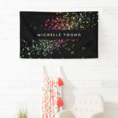 Kleurrijke Confetti Bokeh op Black Modern II Spandoek (Insitu)