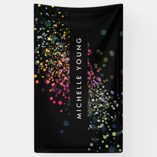 Kleurrijke Confetti Bokeh op Black Modern II Spandoek (Verticaal)