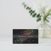 Kleurrijke Confetti Bokeh op Black Modern Visitekaartje (Staand voorkant)