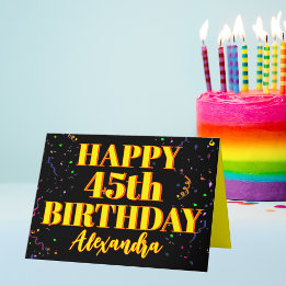 Kleurrijke Confetti Custom Age en Naam Verjaardag  Kaart