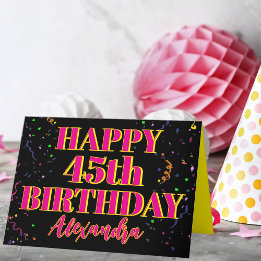 Kleurrijke Confetti Custom Age en Naam Verjaardag Kaart