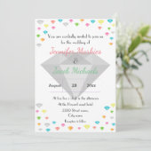 Kleurrijke Confetti & Diamond bruiloft uitnodiging (Staand voorkant)