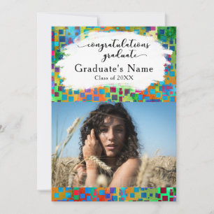 Kleurrijke Confetti Foto Afstudeeruitnodiging Aankondiging
