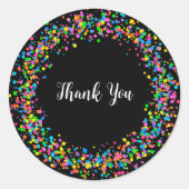Kleurrijke Confetti Graphic Bedankt Sticker Labels (Voorkant)