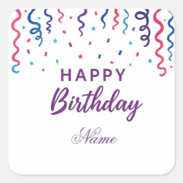 Kleurrijke Confetti Happy Birthday Vierkante Sticker