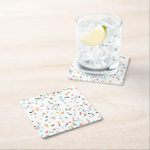 Kleurrijke Confetti Herfst Pattern Vierkante Kartonnen Onderzetter (Insitu)