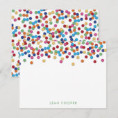 Kleurrijke Confetti Notitiekaartje (Voorkant / Achterkant)