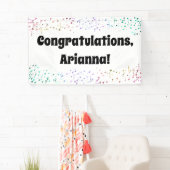 Kleurrijke Confetti op wit Gefeliciteerd Spandoek (Insitu)