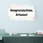 Kleurrijke Confetti op wit Gefeliciteerd Spandoek (Beurs)
