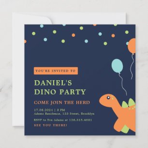 Kleurrijke Confetti Party Dinosaurus Verjaardag Kaart