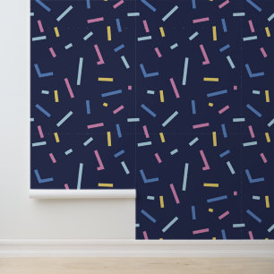 Kleurrijke Confetti Patroon Navy Blue Behang