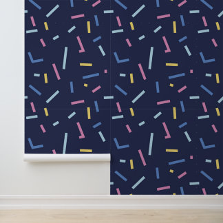 Kleurrijke Confetti Patroon Navy Blue Behang