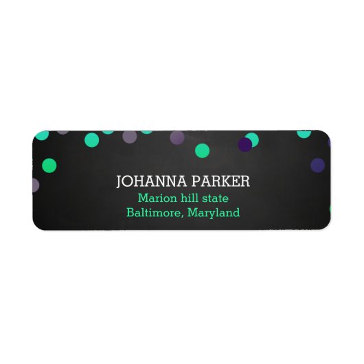 Kleurrijke Confetti Polka Dots Rustiek krijtbord Etiket (Voorkant)
