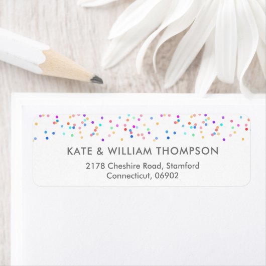 Kleurrijke Confetti Retouradres Etiket (Insitu)
