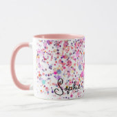 Kleurrijke Confetti roze Abstracte gepersonaliseer Mok (Links)