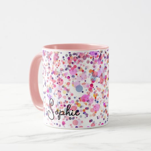 Kleurrijke Confetti roze Abstracte gepersonaliseer Mok (Voorkant links)
